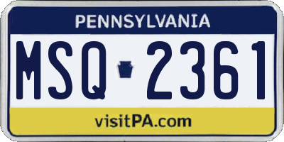 PA license plate MSQ2361