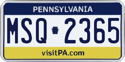 PA license plate MSQ2365