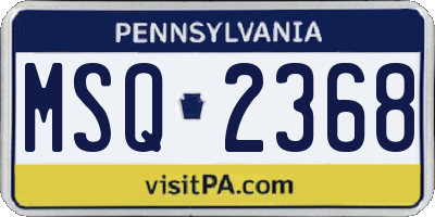 PA license plate MSQ2368