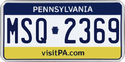 PA license plate MSQ2369