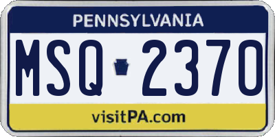 PA license plate MSQ2370