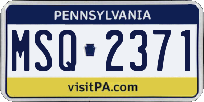 PA license plate MSQ2371