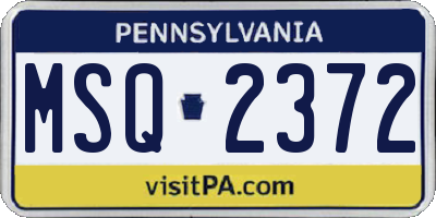 PA license plate MSQ2372