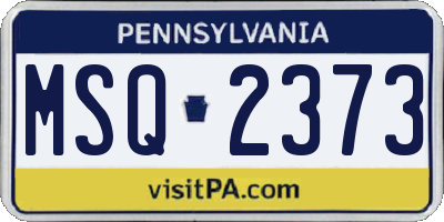 PA license plate MSQ2373
