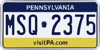 PA license plate MSQ2375
