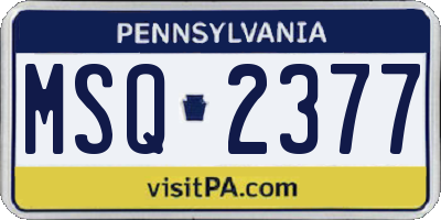 PA license plate MSQ2377