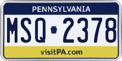 PA license plate MSQ2378