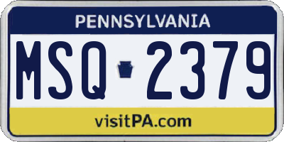 PA license plate MSQ2379