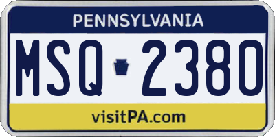 PA license plate MSQ2380