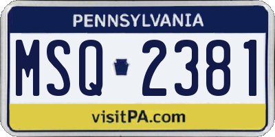 PA license plate MSQ2381