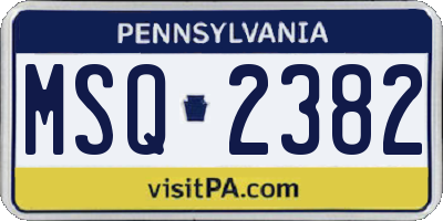 PA license plate MSQ2382