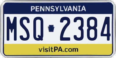 PA license plate MSQ2384