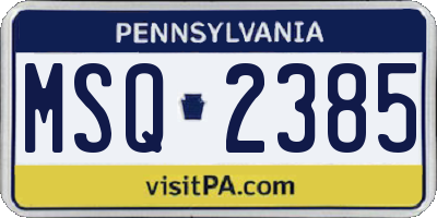 PA license plate MSQ2385