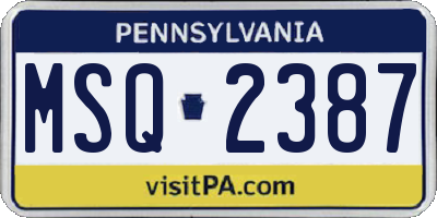 PA license plate MSQ2387