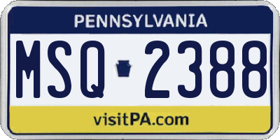 PA license plate MSQ2388