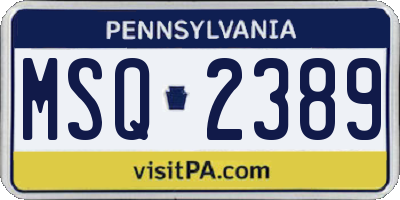 PA license plate MSQ2389