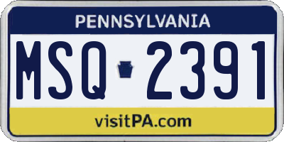 PA license plate MSQ2391