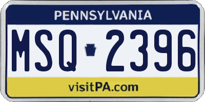 PA license plate MSQ2396