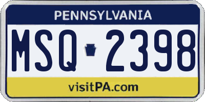 PA license plate MSQ2398