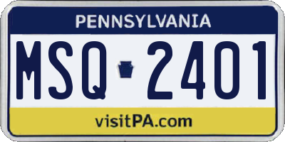 PA license plate MSQ2401