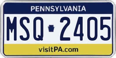 PA license plate MSQ2405