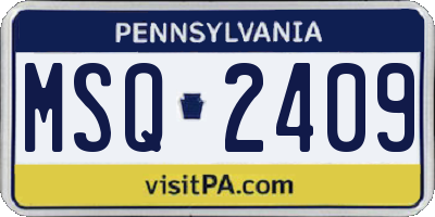 PA license plate MSQ2409