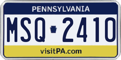 PA license plate MSQ2410