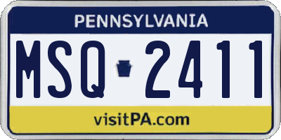 PA license plate MSQ2411