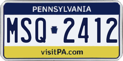 PA license plate MSQ2412