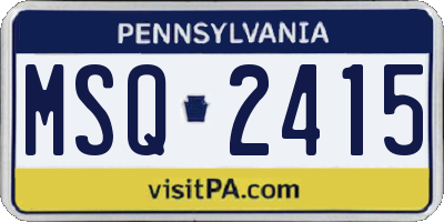 PA license plate MSQ2415