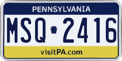 PA license plate MSQ2416