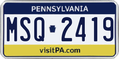 PA license plate MSQ2419