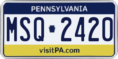 PA license plate MSQ2420