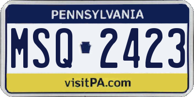 PA license plate MSQ2423
