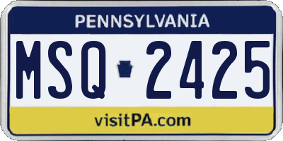 PA license plate MSQ2425
