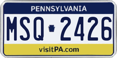 PA license plate MSQ2426
