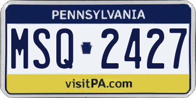 PA license plate MSQ2427