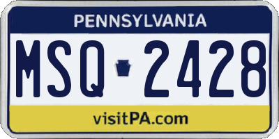 PA license plate MSQ2428