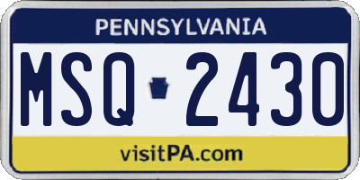 PA license plate MSQ2430