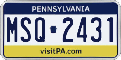 PA license plate MSQ2431