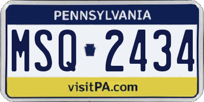 PA license plate MSQ2434