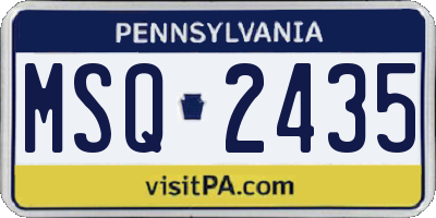 PA license plate MSQ2435