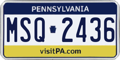PA license plate MSQ2436