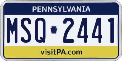 PA license plate MSQ2441