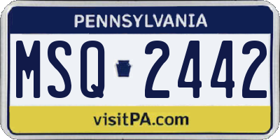 PA license plate MSQ2442