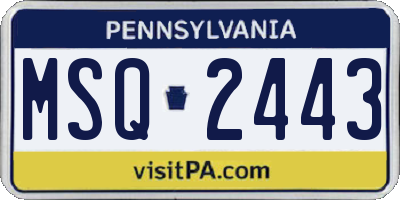 PA license plate MSQ2443