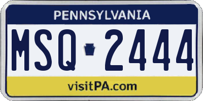 PA license plate MSQ2444
