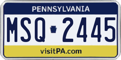 PA license plate MSQ2445