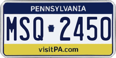 PA license plate MSQ2450