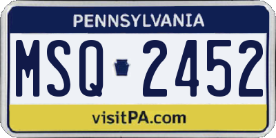 PA license plate MSQ2452